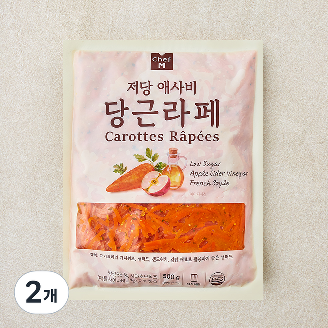 쉐프엠 저당 애사비 당근라페, 500g, 2개