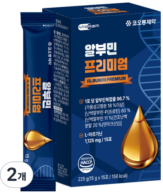 코오롱제약 알부민 프리미엄 15p, 225g, 2개
