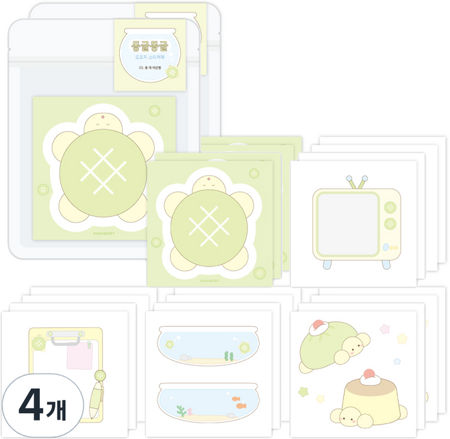 대시앤도트 동글동글 데코 모조지 스티커팩, 03 올 때 메론빵, 4개