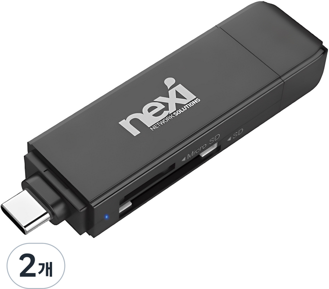 넥시 USB3.1/3.0 OTG 카드리더기 마이크로 SD 카드 NX-U3130CR NX610, 78mm, 블랙, 2개