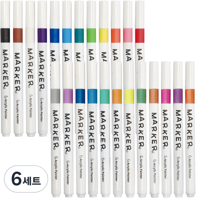 터치필 아크릴 마카펜 세트, 24색, 6세트