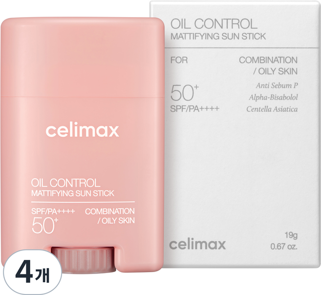 celimax 控油霧面防曬棒 SPF50+ PA++++, 19克, 4個
