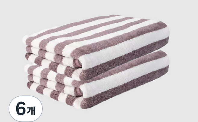원이네 스트라이프 대형 바스 비치타월, 브라운, 6개