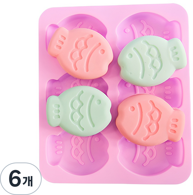 鯛魚燒6格肥皂模具, 隨機出貨, 6個