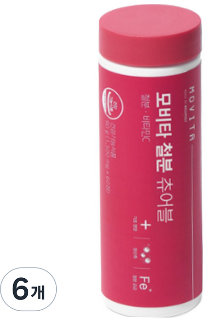 모비타 철분 츄어블 90g, 60정, 6개