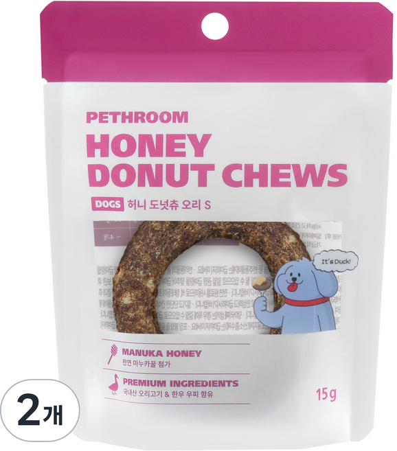 페스룸 강아지 허니 도넛츄, 15g, 2개, 혼합맛(우피/오리)