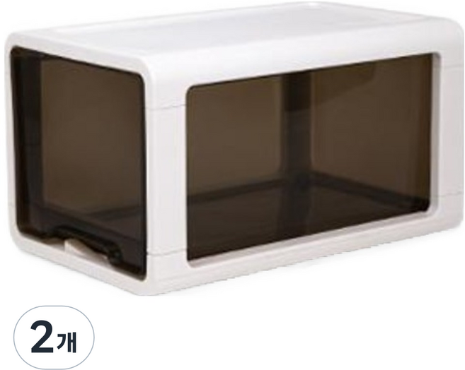비스토어 쌓아쓰는 슬라이딩 박스 중L B53-3030, 화이트, 2개