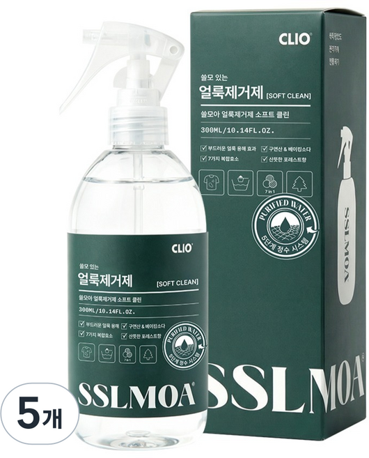 크리오 쓸모아 효소 함유 찌든때 옷 얼룩제거제 스프레이 포레스트향, 5개, 300ml