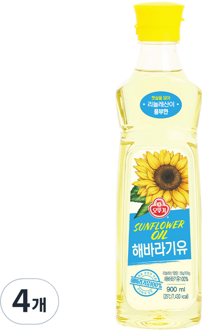 오뚜기 해바라기유, 900ml, 4개