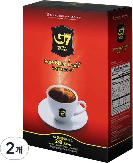 G7 퓨어블랙 라이트 원두커피믹스, 900mg, 230개입, 2개