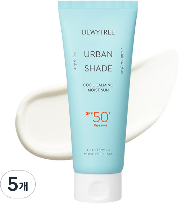 듀이트리 어반 쉐이드 쿨 카밍 수분 선크림 SPF50+ PA++++, 150ml, 5개