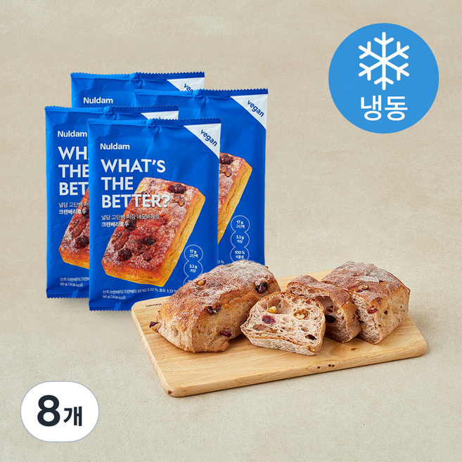 널담 고단백 저당 네모바게트 크랜베리호두 (냉동), 90g, 8개, 1개입