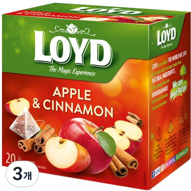 LOYD 애플 앤 시나몬 인퓨전 티백, 2.25g, 3개, 20개입