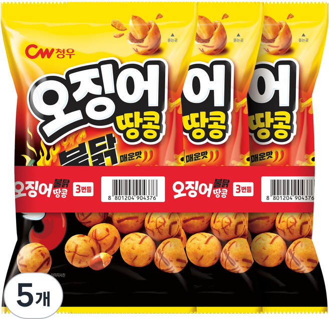 청우식품 오징어땅콩 불닭맛 3p, 270g, 5개
