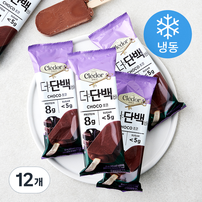 빙그레 끌레도르 더 단백바 아이스밀크 초코 (냉동), 85ml, 1개입, 12개