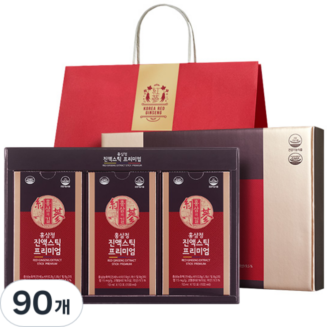 홍삼의길 진액스틱 프리미엄 + 쇼핑백, 10ml, 90개