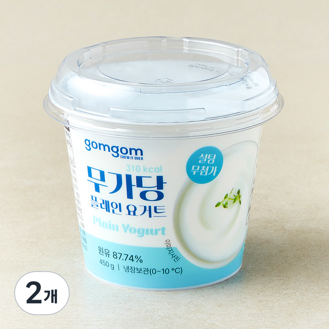 곰곰 무가당 플레인 요거트, 450g, 2개