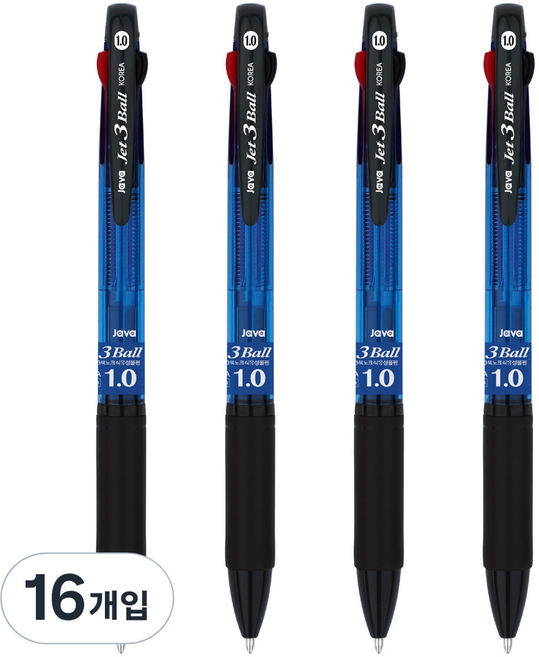 자바펜 제트3볼펜 1.0mm, 블루, 16개입