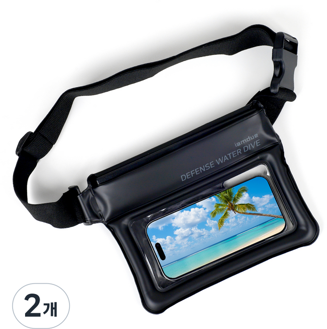 아이엠듀 스마트폰 방수팩 가방 힙색 L, 블랙, 2개