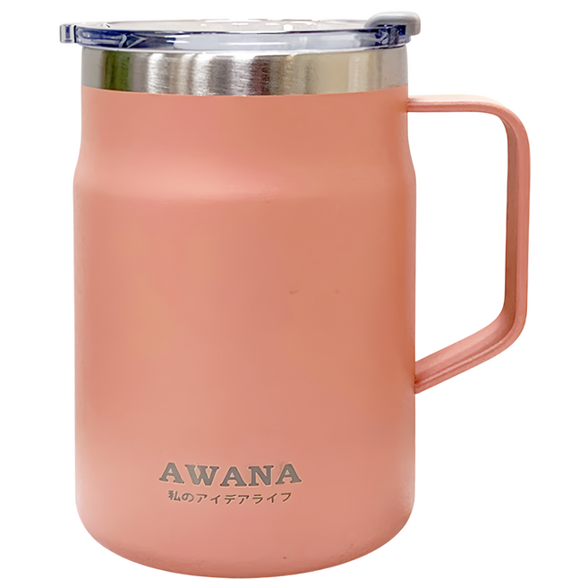 AWANA 304不鏽鋼手把辦公杯 AC-500, 1個, 粉藕色, 500ml