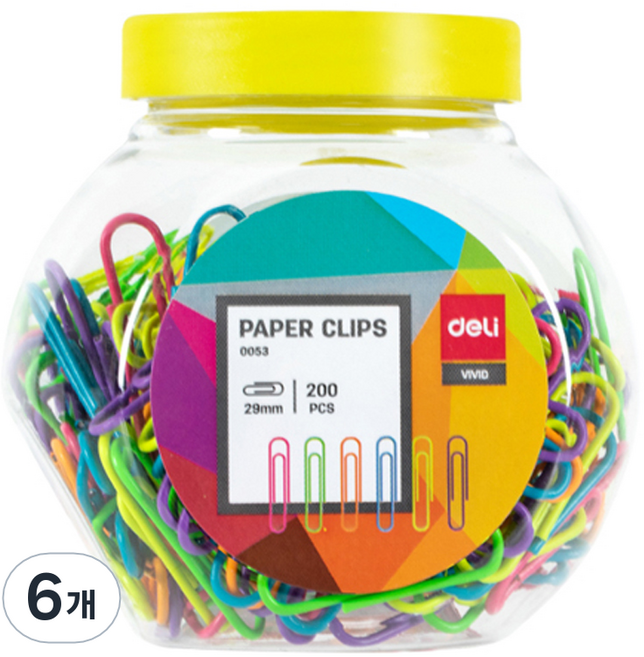 델리 페이퍼 네온 칼라 크립 E0053 랜덤발송, 200개입, 6개