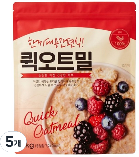 월드그린 퀵오트밀, 2kg, 5개