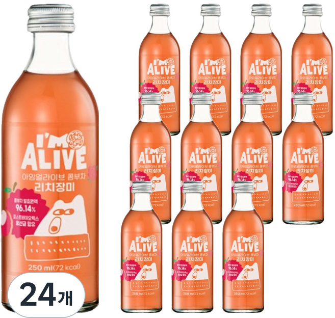 아임얼라이브콤부차 리치장미, 24개, 250ml