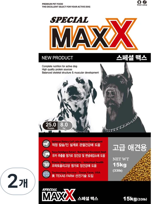 사조투펫 전연령용 강아지 스페셜맥스 중대형견용 건식사료, 닭, 15kg, 2개 - 쿠팡