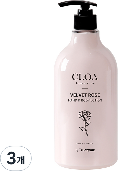 클로아 벨벳 로즈 핸드 & 바디 로션 트루자임, 800ml, 3개