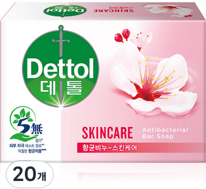 데톨 스킨케어 향균비누 플로럴향, 100g, 20개