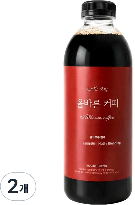 올바른커피 콜드브루 너티 블렌딩 더치커피 원액, 2개, 1개입, 1L