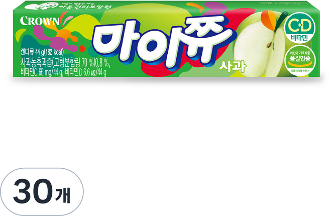 크라운 마이쮸 사과 츄잉캔디, 30개, 44g