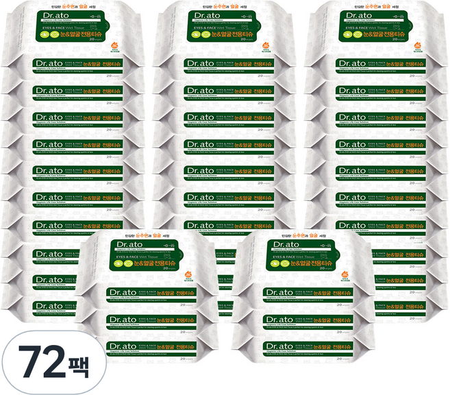 닥터아토 눈&얼굴 전용티슈 휴대형, 60g, 20매입, 72개