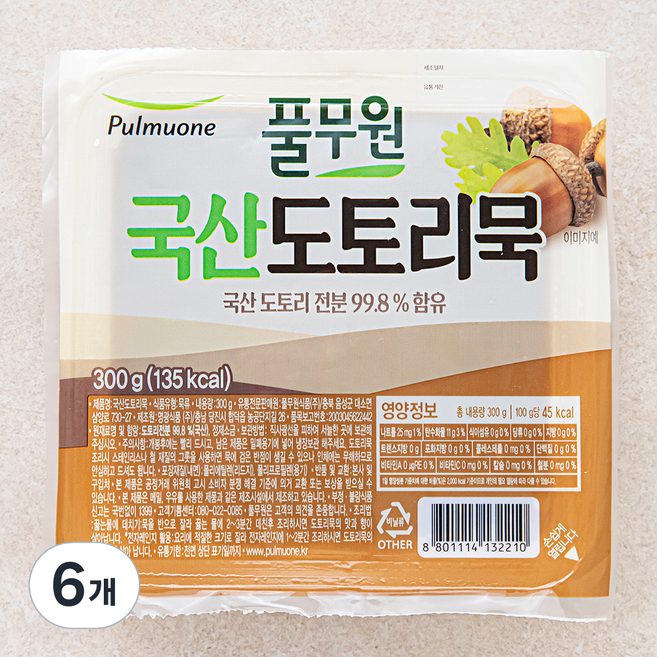 풀무원 국산 도토리묵, 300g, 1개입, 6개