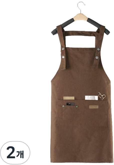 스토리빙 바리스타 H형 방수 앞치마, 브라운, 2개