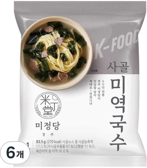 Mijungdang 米丁堂 牛骨海帶麵, 83.5g, 6個