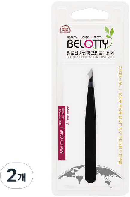 벨로티 사선형 포인트 족집게 TWF-98SPC, 무광블랙, 2개