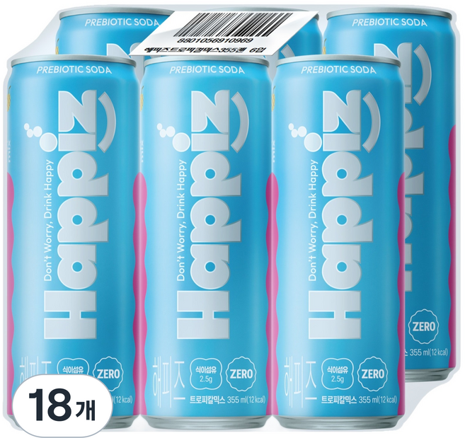 롯데칠성음료 해피즈 탄산음료 트로피칼믹스, 18개, 355ml