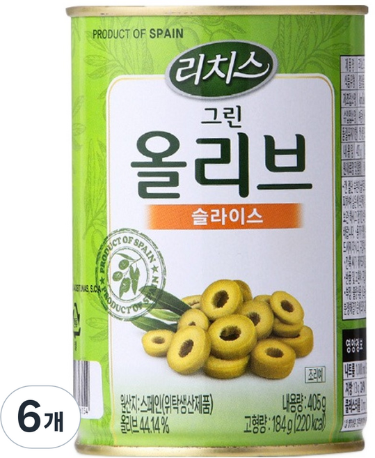 리치스 그린 올리브 슬라이스, 405g, 6개