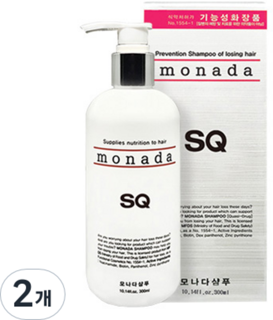 에스큐제약 제약 탈모 증상 완화 모나다 샴푸, 300ml, 2개