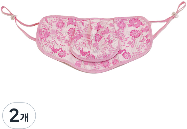 구리원사 2단 T3 꽃무늬 햇빛차단 마스크 24 x 12.5 cm, 1개입, 2개, 핑크