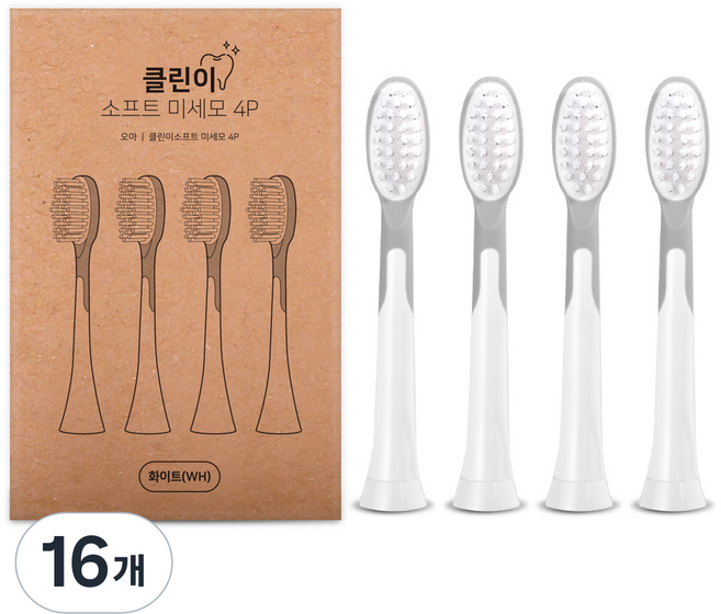 오아 클린이 소프트 시리즈 전용 미세모 리필 칫솔모 화이트, 16개