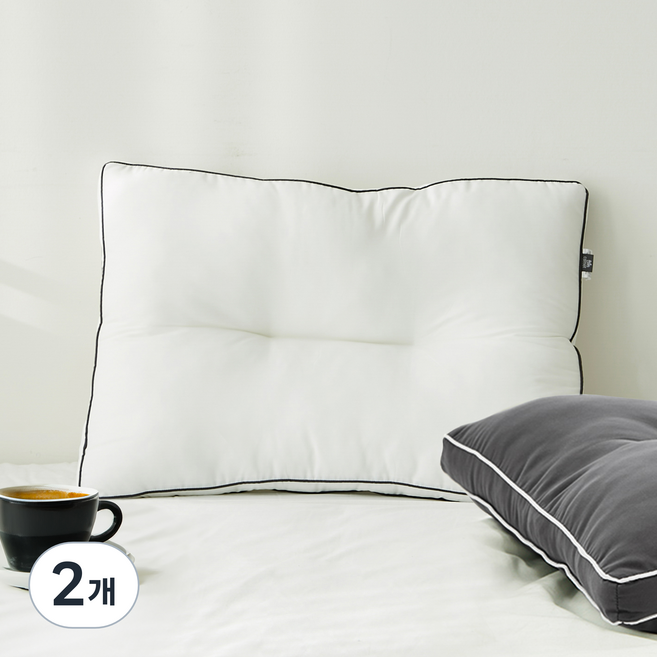 코멧 홈 커버가 필요없고 통째로 빨아쓰는 입체슬립 경추굽베개, 아이보리, 2개