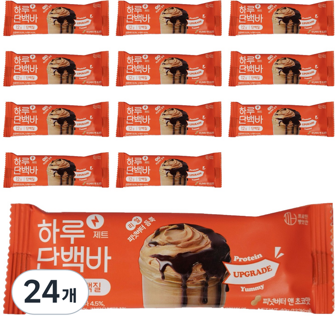프로틴방앗간 하루단백바 제트 피넛버터 앤 초코맛, 40g, 24개