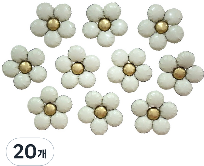 PARTY 09 花朵造型鋁箔氣球, 奶油白, 20個