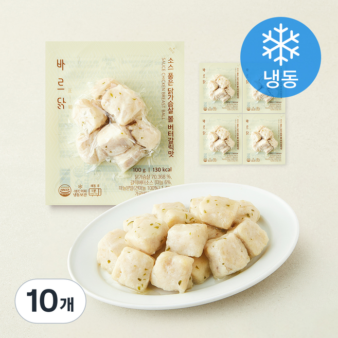 바르닭 소스품은 닭가슴살 볼 버터갈릭맛 (냉동), 100g, 10개, 1개입