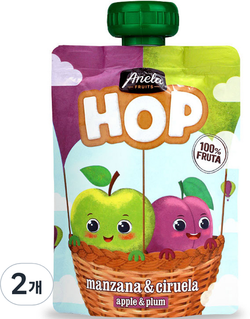 아넬라 HOP 과일 퓨레, 100g, 2개, 혼합맛(사과/생푸룬)