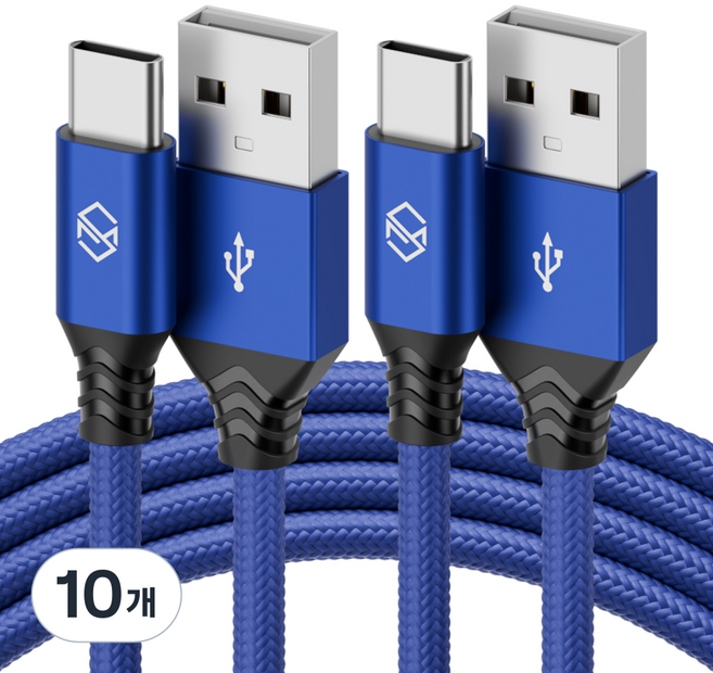 신지모루 USB-C 타입 더치 패브릭 케이블, 1m, 블루, 10개