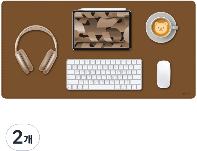 SOYMIX 獨特皮革長桌墊 桌墊 SOL7LO M, 駝棕色, 2個