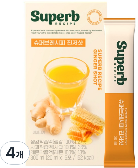 슈퍼브레시피 진저샷 15p, 300ml, 4개